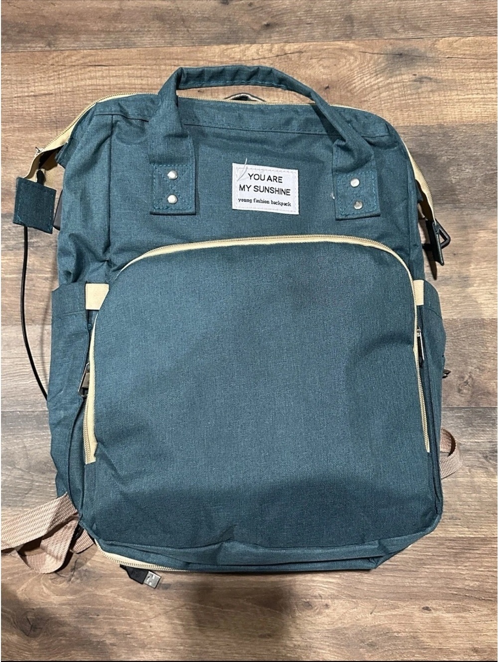 You Are My Sunshine Teal Baby Backpack Diaper Bag